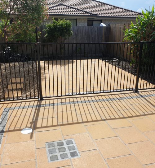 Recycling paving around swimming pool