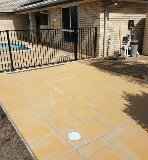 Recycling paving around swimming pool