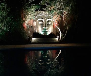 Garden Lighting Balinese style water feature